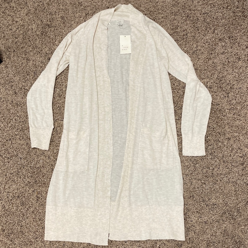 a new day Light Beige Long Open-Front Cardigan